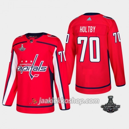 Miehille NHL Washington Capitals Pelipaita Braden Holtby 70 2018 Stanley Cup Champions Adidas Punainen Authentic